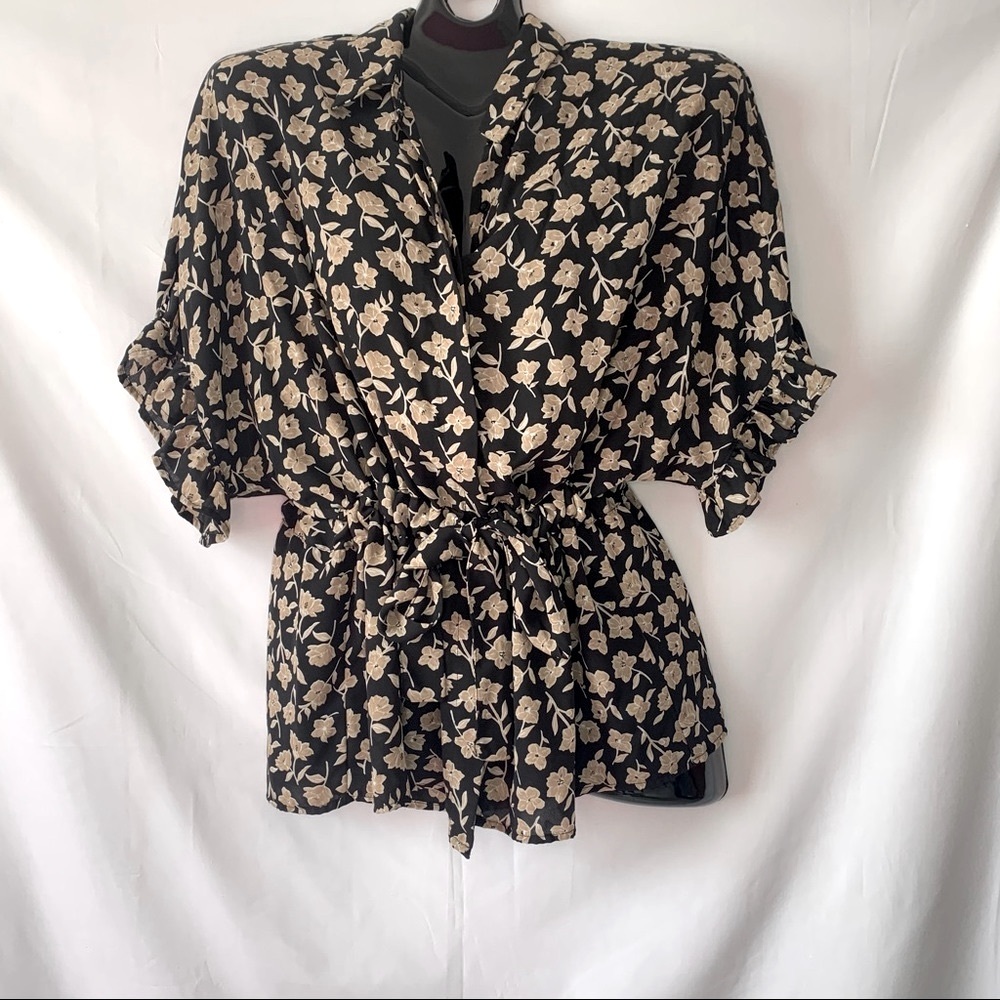 Floral Wrap Button Down Top